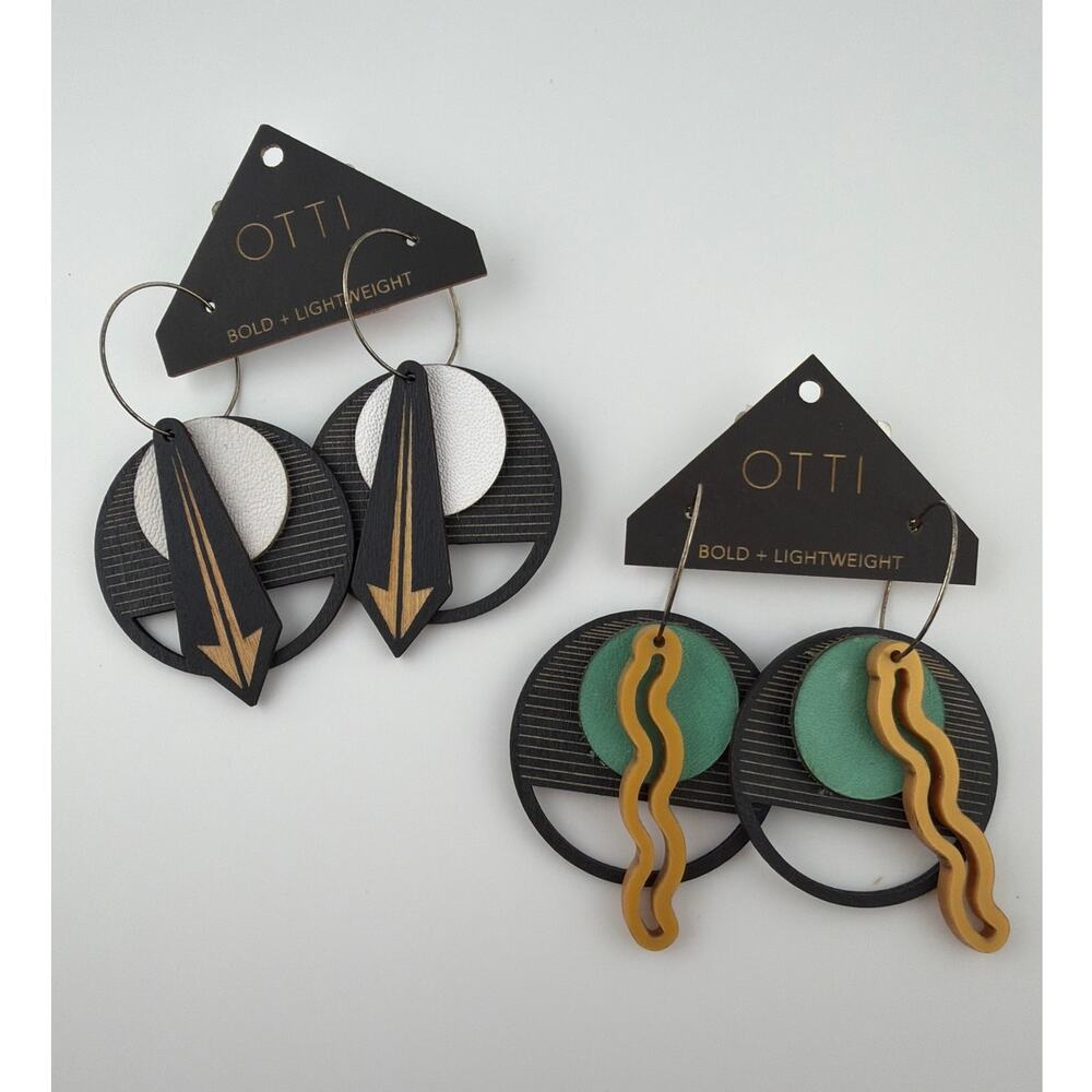 NWT Otti Lot 2 Pairs Mid Century Modern Artisan Earrings